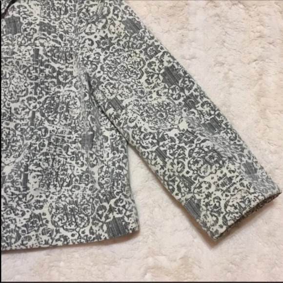 Theory Grey Brocade Cropped Button Down Jacket M - Picture 3 of 10